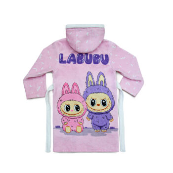 labubu design bathrobe towel pink