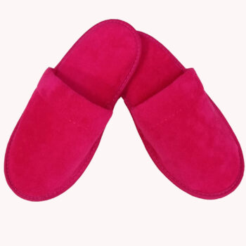 plain fuchsia terry towel slippers